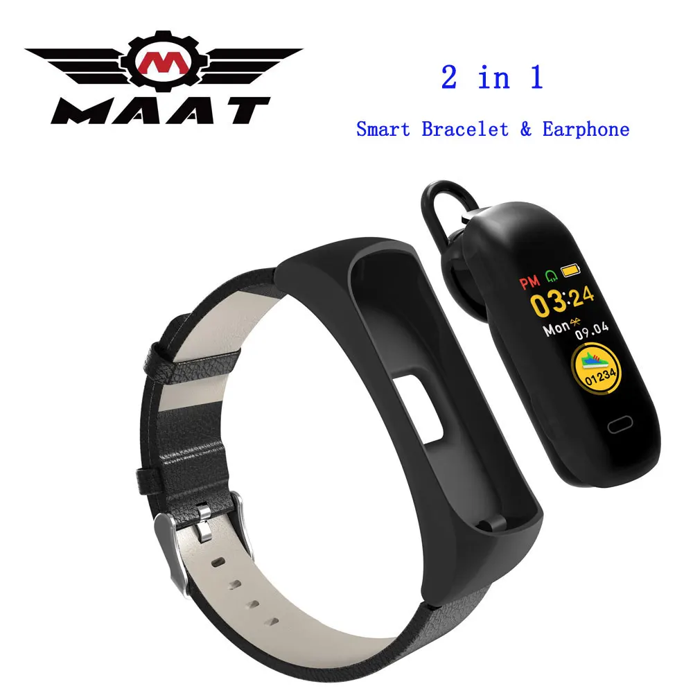 Newest Bluetooth Earphone Smart Bracelet 2 in 1 Waterproof Fitness Tracker Heart Rate Monitor Watch For Android IOS | Электроника