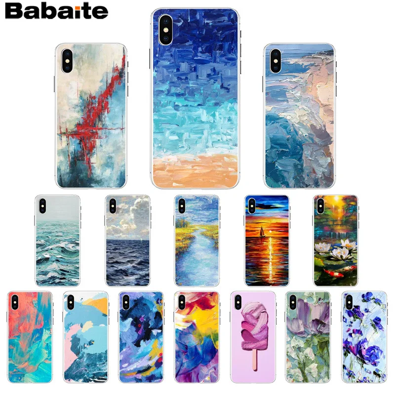 

Babaite Abstract art oil painting Black Soft Shell Phone Cover for iPhone 8 7 6 6S Plus 5 5S SE XR X XS MAX Coque Shell