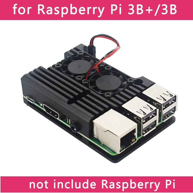 Raspberry pi Modelo b 3b Mais 3b Caixa de Alumínio Dual Fan de Metal Shell Ventilador Opcional Dissipadores de Calor de Refrigeração Passiva para Raspberry pi 3 - Imagem 3