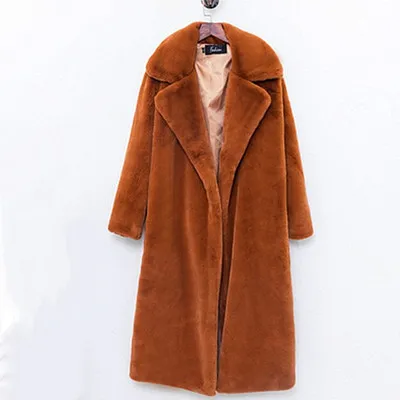 Зимняя мода размера плюс, новинка, Высококачественная шуба из искусственного меха норки, женские длинные шубы, Женская свободная Толстая теплая плюшевая куртка - Цвет: Brown
