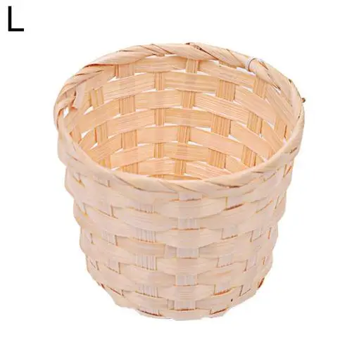 Bamboo Woven Basket Bra Sundries Organizer Rattan Plant Box Desktop Container Pen Holder Storage Organization Garden Flower Pot L