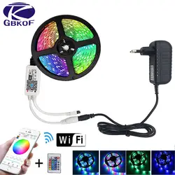 М 5 светодио дный м 10 RGB светодиодные ленты свет 3528 2835 SMD дисветодио дный ОД светодиодные ленты клейкие водостойкие Bluetooth Wi Fi 24Key управление