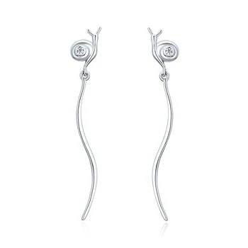 

Simple Style Authentic 925 Sterling Silver Cute Crawling Track Snail Long Stick Earrings for Women Sterling Silver Jewelry