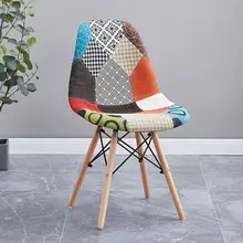  1pcs Simple Casual Dining Chairs Patchwork Fabric Luxury Nordic Chair With Metal Bracket For Dining Room Bedroom Restaurant 