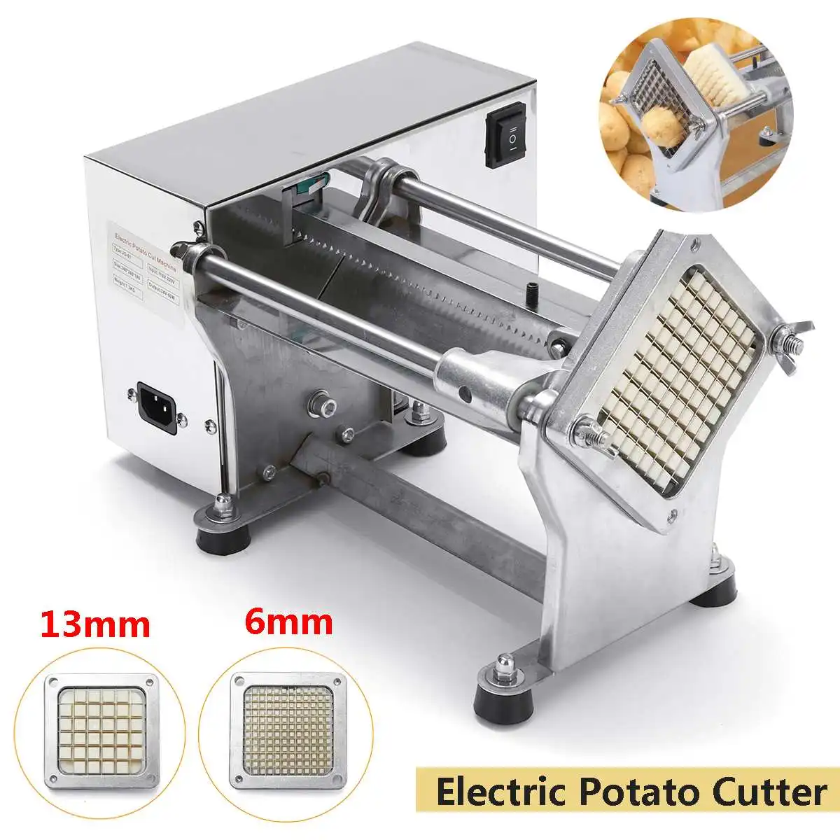 

220V Commercial Electric French Fry Cutters Electric Potato Chip Cutter French Fries Cutting Slicer Stainless Steel Machine