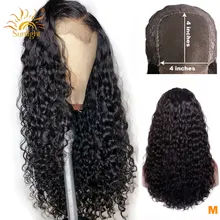 150 плотность 4x4 закрытие парик перуанские человеческие волосы волна парики 4x4 парики для чернокожих Для женщин солнечного света Реми человеческие парики шнурка