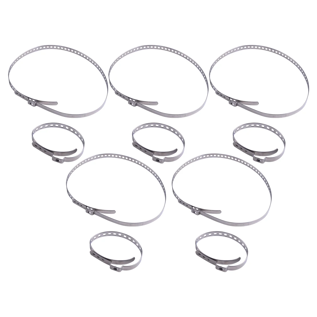 

DWCX Universal 10pcs Stainless Steel Small & Large Adjustable Axle CV Joint Boot Crimp Clamps Kits Silver