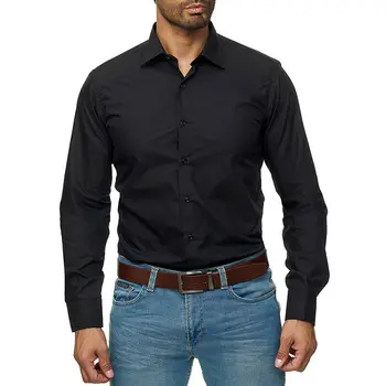 

Mens Formal Dress Shirts Long Sleeve Slim Fit Tops Luxury Work Blouse T-shirt UK