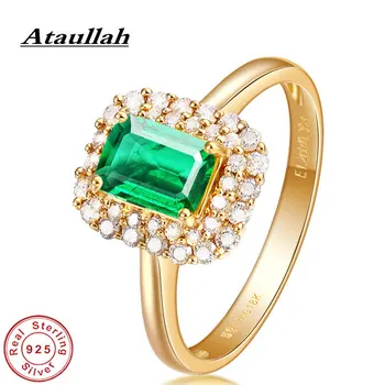 

Ataullah Natural Emerald Gemstone Rings Sterling 925 Silver 18k Gold Plated Wedding Ring Fine Jewelry for Woman Gift RW115