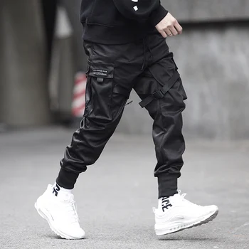 

kpop motorcycle pants hip hop fashion male joggers black casual trousers harajuku modis pantalones streetwear reflective joggers