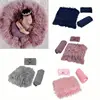 3PCS Newborn Photography Props Accessory Toddler Photo Blankets Wrap and Headband Mohair Stretch Knit Swaddle Wraps Studio Props 1