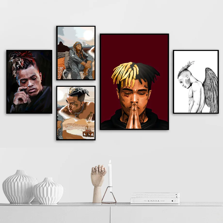 

Rapper Singer XXXTentacion Poster Rapper Canvas Painting Wall Artwork Canvas Singer Xxx Picture Tentacion Poster for Living Room