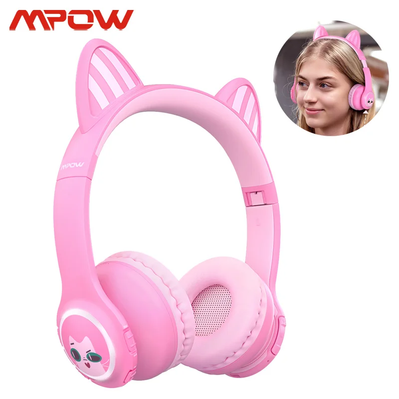 Mpow BH411 Pink Kids Headphones Bluetooth 5 0 Wireless Wired Headset 85dB 95dB Volume Limited 14h Playtime For Cellphone Pad MP4