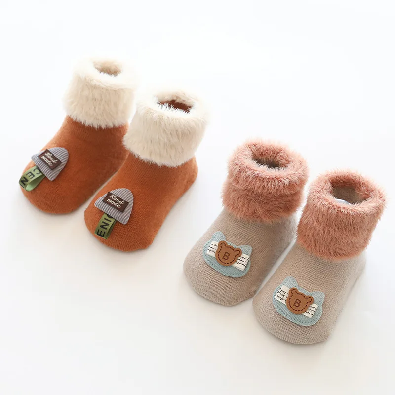 2 пары зимних уплотненных носков для новорожденных носки детские возраст 1-3 года мальчиков нескользящая Мягкая Милая теплая одежда аксессуары