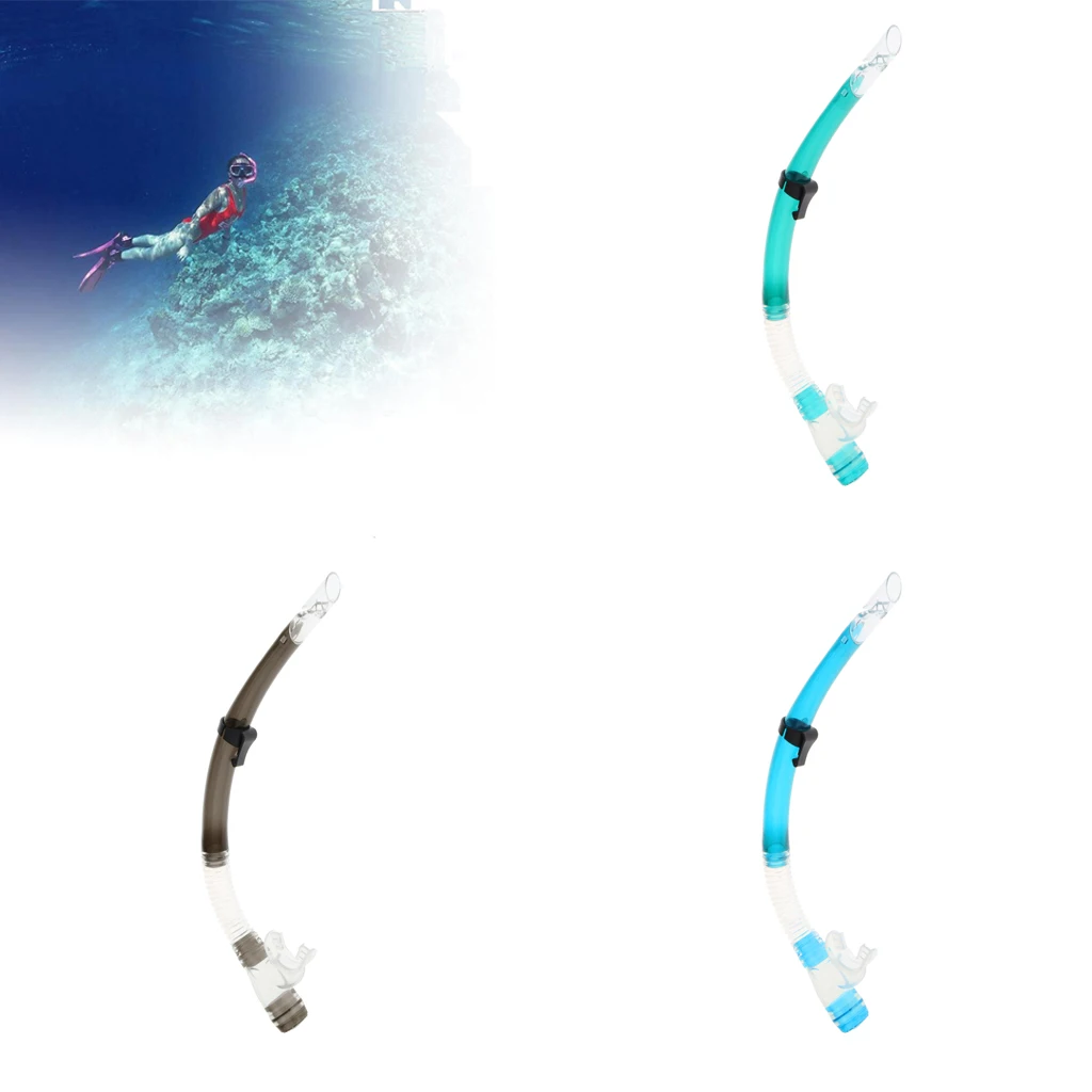 Semi Dry Snorkel Swim Training Diving Underwater Breath Tube Mouthpiece w/ Clip