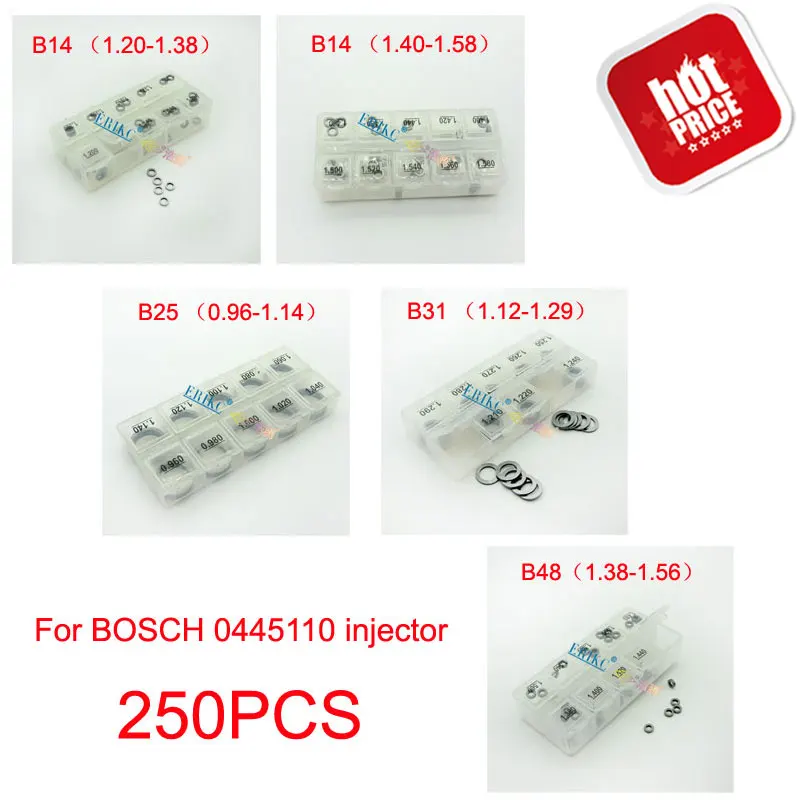 High Accuracy Adjusting Shims B14 B25 B31 B48 Common Rail Injector Gasket Diesel Injector Washer Repair Kits for BOSCH 0445110#