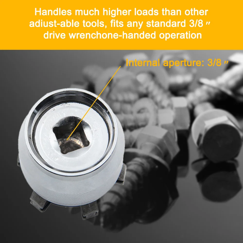 Universal Wrench Head Socket Set with Ratchet Adapter 3/8 Inch 10-19 Mm Adjustable Hex Socket Torque Spanner Sleeve Repair Tool