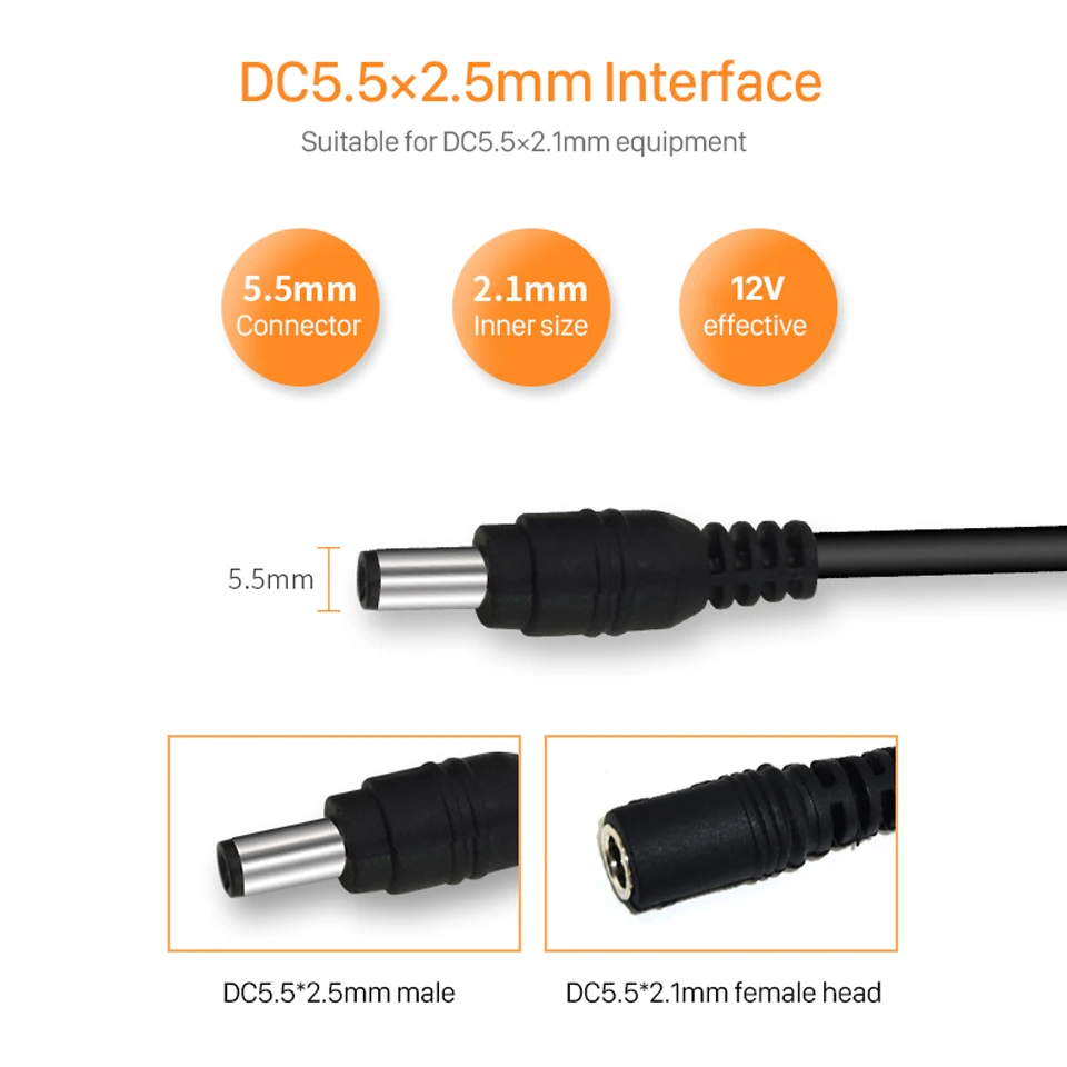 BESDER стандартный удлинитель питания DC12V 3 метра/10 футов Разъем 5,5 мм x 2,1 мм штекер удлинитель для 12 В CCTV камеры
