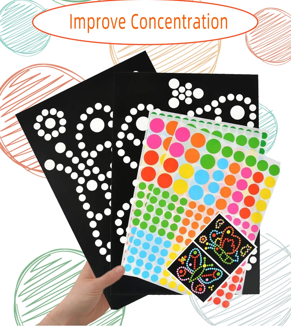 Children DIY Cartoon Dot Puzzle Colorful Cute Animal  Learning Early Education Toys Primary Mosaic Sticker Games for Kids Gifts