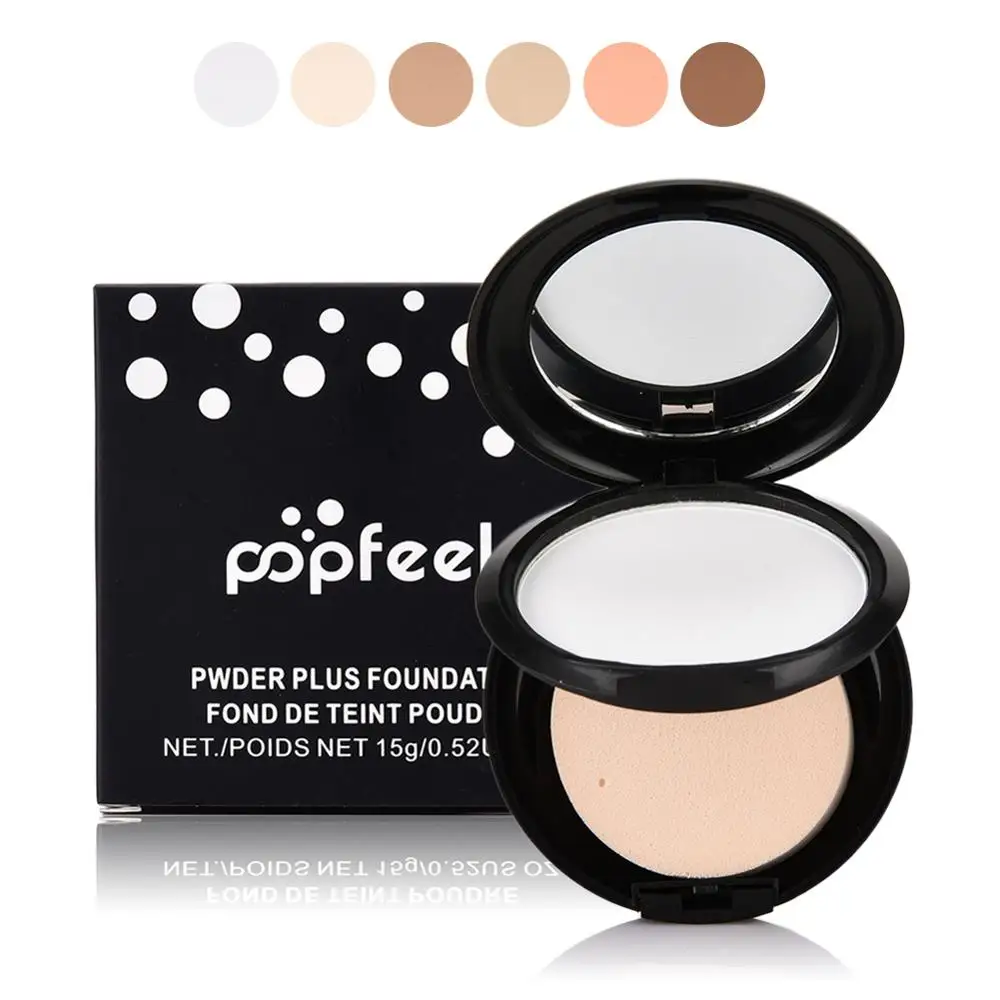 

POPFEEL Nature Mineral Pressed Powder Cream Primer Makeup Base Oil-Control Brighten Concealer Fix Contour FacePowder Foundation