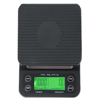 

Electronic Digital Coffee Drip Scale With Green Backlight With Timer 6.6Lb / 3Kg Kitchen Scale 0.1G