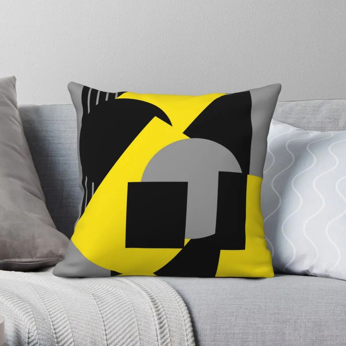 

Geometrical Abstract Deco Gray Yellow Pillowcase Polyester Linen Velvet Pattern Zip Decor Pillow Case Home Cushion Cover