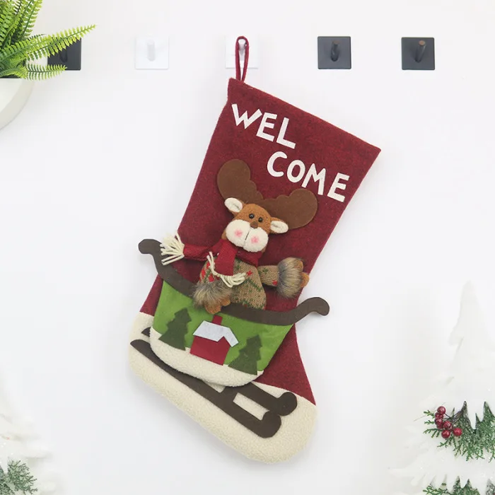 Christmas Stockings Sock Candy Gift Bag Xmas Tree Hanging Decoration for Holiday Party DIN889