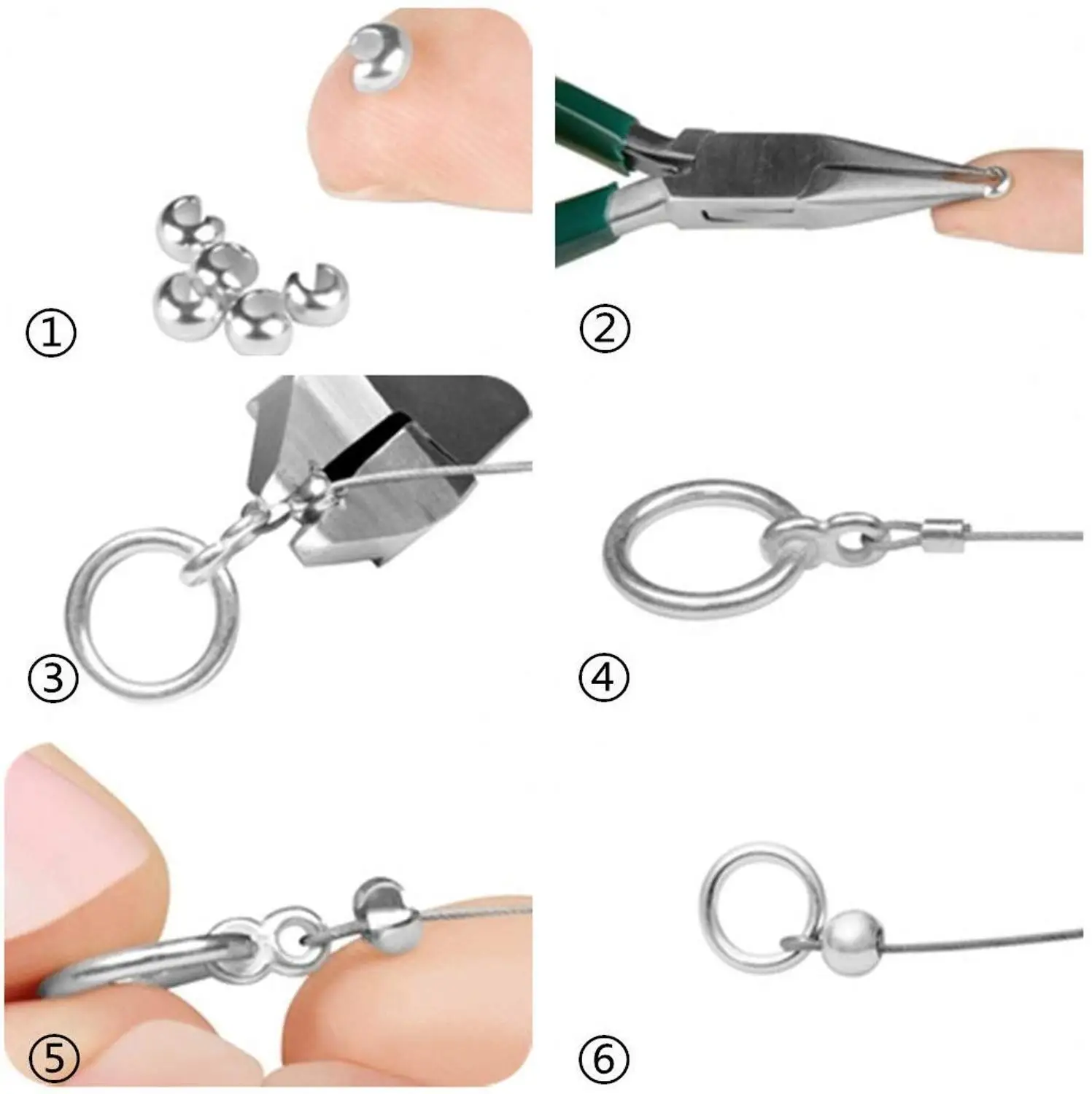200pcs 304 Stainless Steel Crimp Beads Covers for Jewelry Findings accessories DIY Making ,about 4.5mm in diameter,Hole: 2mm F65