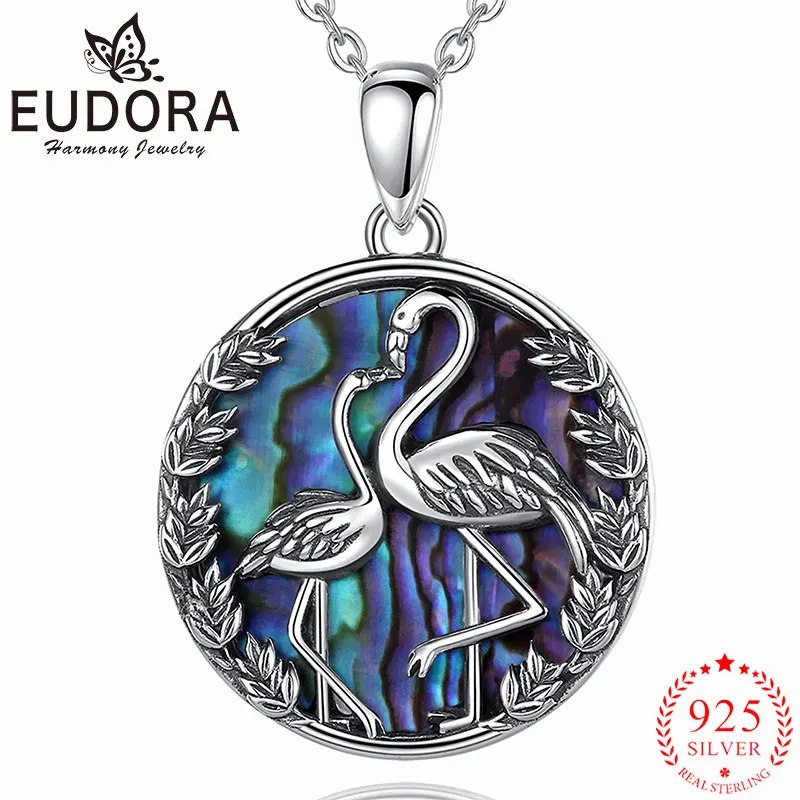 

Новое ожерелье EUDORA из стерлингового серебра 925 пробы, яркое ожерелье, ювелирные изделия из натурального абалона, аксессуары, подарок для вечеринки девушки