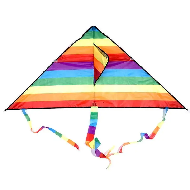 Large Rainbow Kite for Kids and Adults Easy to Fly with Pink Handle Hook & Line 