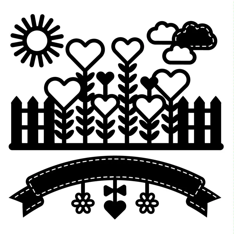 

Naifumodo Fence with Heart Ballon Metal Cutting Dies Stencils for DIY Scrapbooking Photo Album Decorative Embossing Crafts Dies