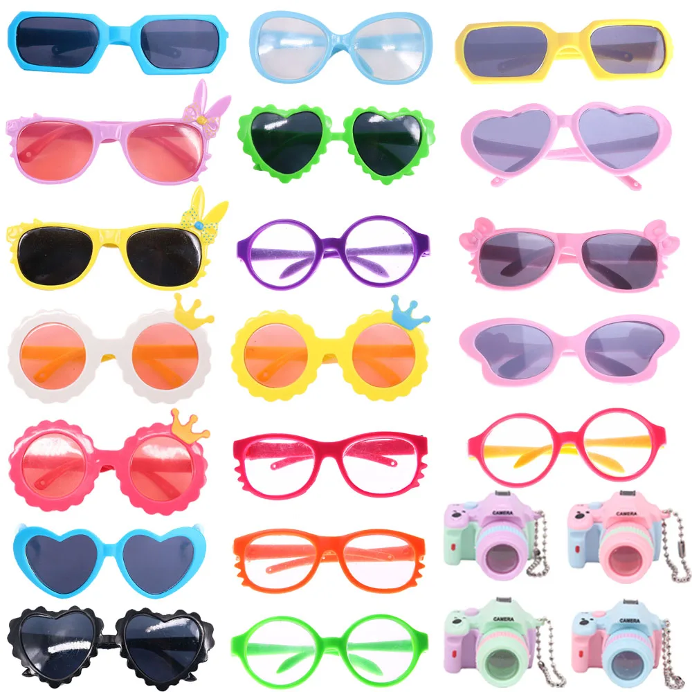 8 Piece/Set For 18 Inch American 43 Cm Born Baby Doll Clothes items = Dress+Glasses+Camera+Panties+Leggings+Shoes+Backpack+Socks