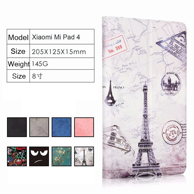 Slim Magnet Flip Painted For Xiaomi MiPad 4 mi pad 8 inch Case Capa de Couro PU + PC Smart flip Auto Wake-Sleep Stand Cover | Компьютеры и