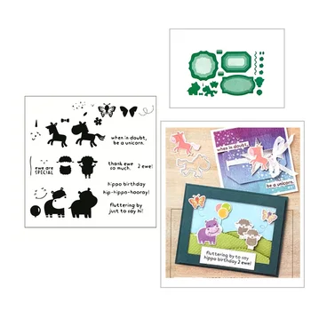 

2020 New Metal Cutting Dies and Scrapbooking For Paper Making Butterfly Hippo Embossing Frame Card With Craft Clear Stamps Set