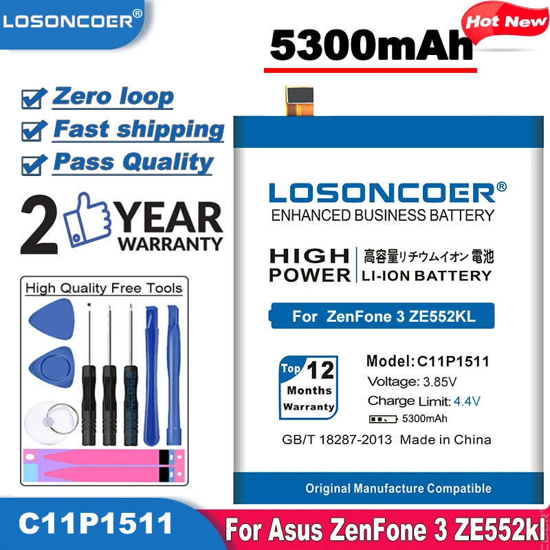 Аккумулятор LOSONCOER 5300 мАч C11P1511 для Asus ZenFone 3 ZenFone3 ze552kl z012da/e аккумулятор высокого