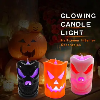 

Halloween Skull LED Candle Light Night Light Party Bar Glowing Horrible Layout Decoration Prop Table Lamp