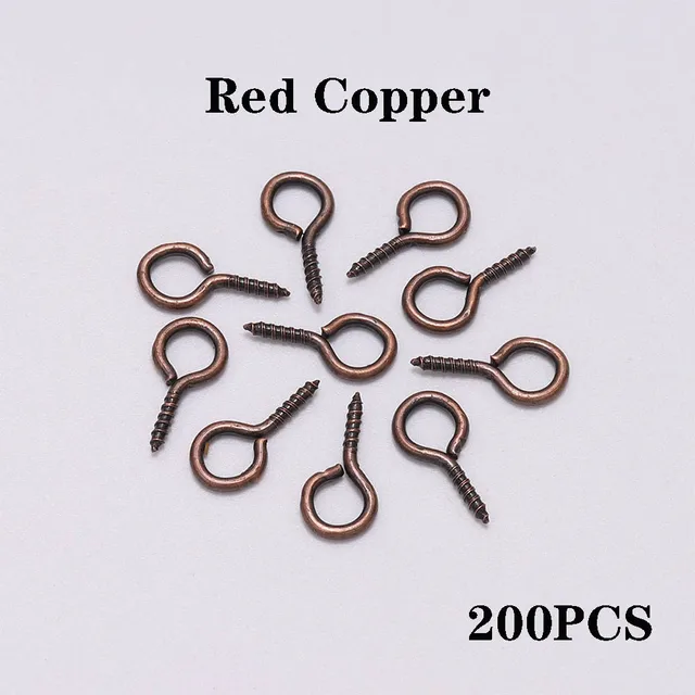 100-200pcs Small Tiny Mini Eye Pins Eyepins Hooks Eyelets Screw Threaded Gold Clasps Hooks Jewelry Findings For Making DIY Red Copper