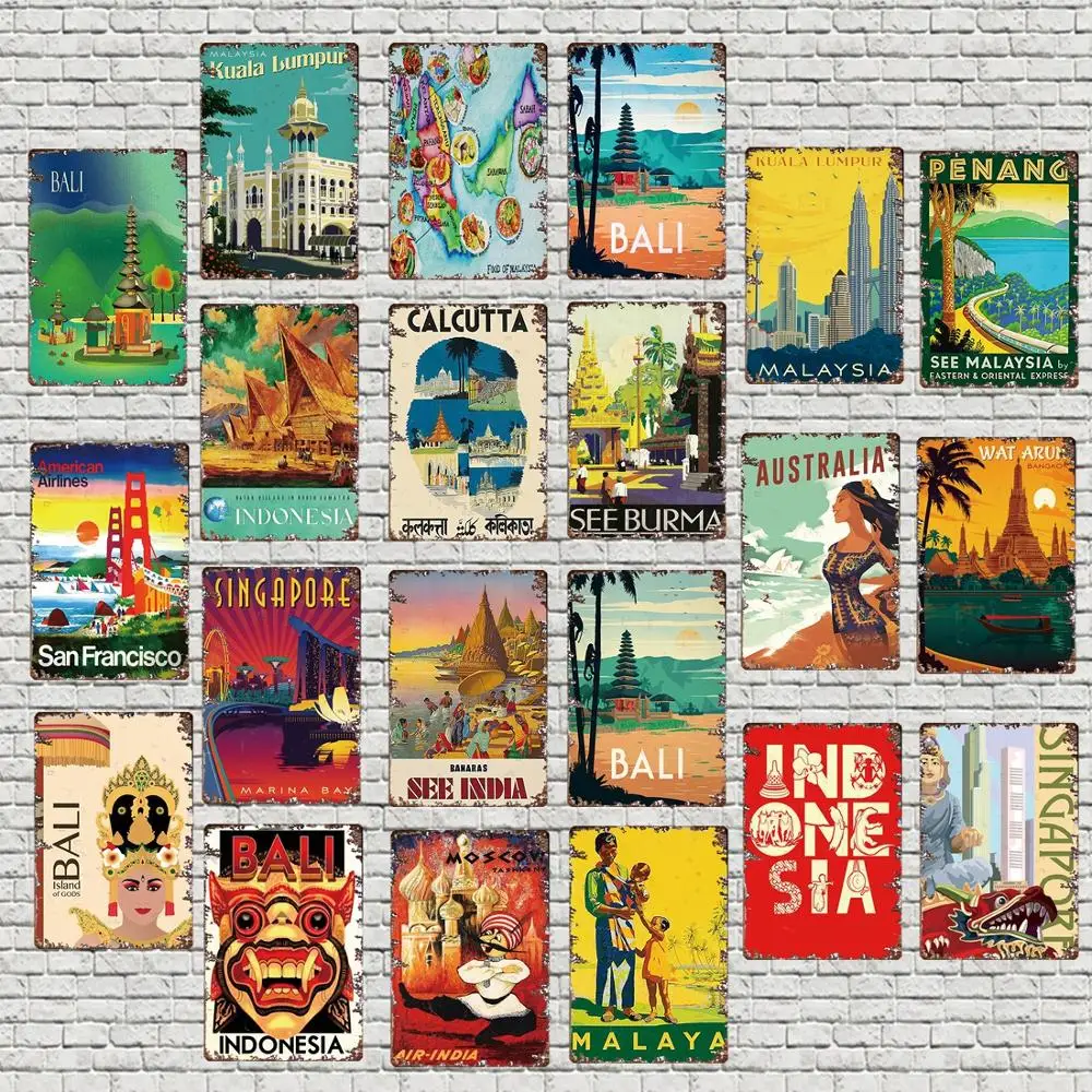 Металлическая пластина Добро пожаловать в Юго-Восточную Азию потертый шикарный