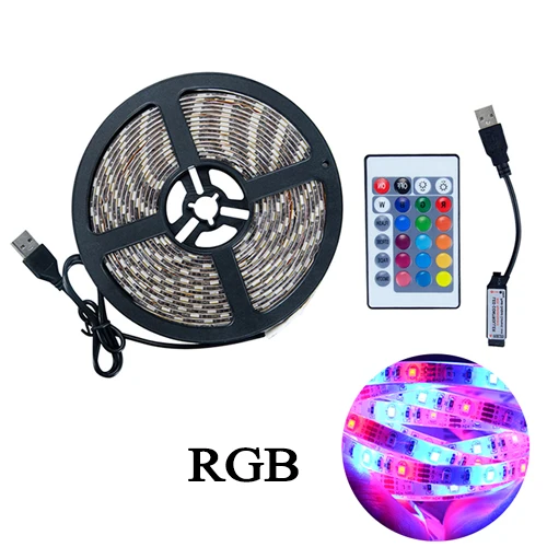 5 В USB RGB Светодиодная лента светильник SMD 2835 60 Светодиодный s/m светильник для кухни под шкаф светодиодная лента светильник с 24 клавишами RGB контроллер - Цвет: RGB