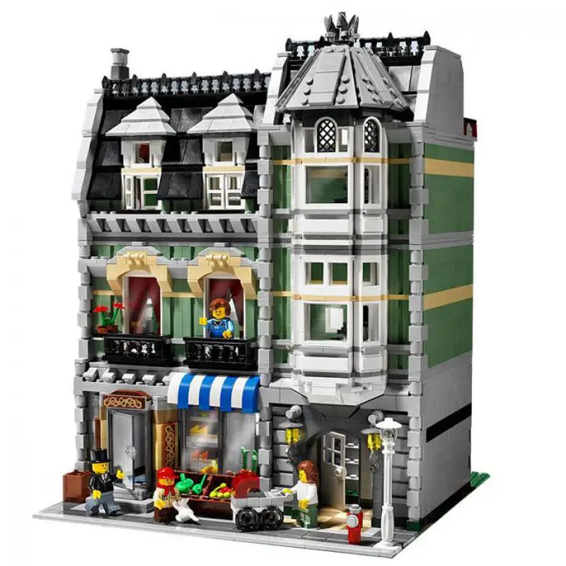 

Lepining DHL City Street view 15008 10185 Green Grocer Model Building Kits Block Bricks Educational toy for kids
