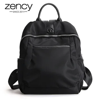 

Zency Waterproof Oxford Women Backpack Classic Black Fashion Lady Knapsack Canvas Schoolbag Daily Casual Travel Bag
