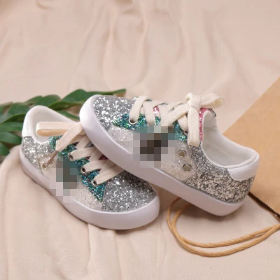 Демисезонный из пайеток, Корейская версия звезда, повседневная обувь; удобная детская обувь с мягкой подошвой, Повседневное детская обувь