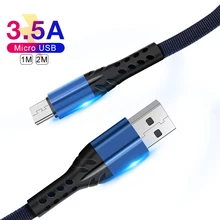 1 м 3.5A Micro USB кабель Быстрая зарядка кабель Micro USB для samsung кабель для передачи данных для мобильного телефона для Xiaomi зарядное устройство кабель Microusb шнур