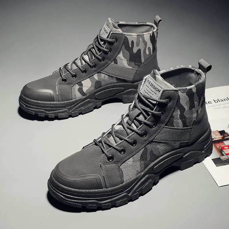 

Martin boots men Korean style trend high-top breathable wild British style tooling boots men