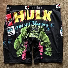 Роскошное Ethika Мужское нижнее белье, боксеры с мультяшным принтом, гей медведь, Сексуальные Длинные боксеры, мужские трусы, дышащие обтягивающие шорты, спортивные мужские трусы