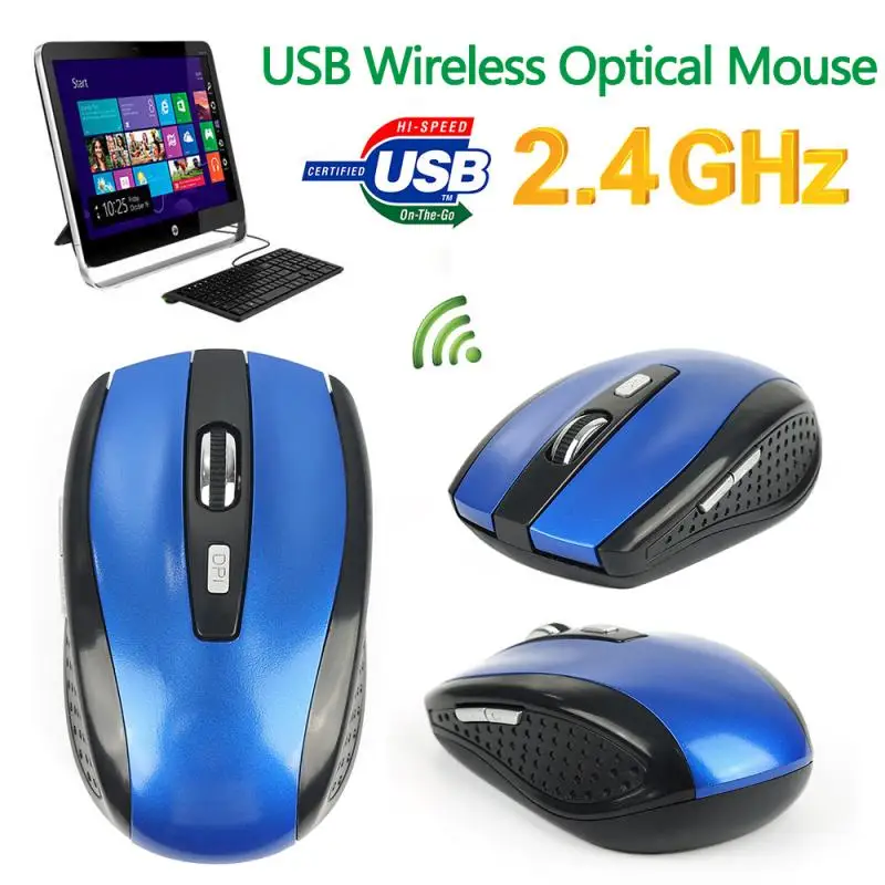 Buen valor Ajustable ratón óptico USB de 2,4 GHz para ordenador, Mouse ergonómico para juegos, PC, portátil, receptor, Ratón Óptico inalámbrico oo3KMDw5D3w