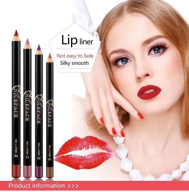 12 Colors Fashion Matte Lip Liner lipstick pen Long Lasting Pigments Waterproof no blooming Smooth soft