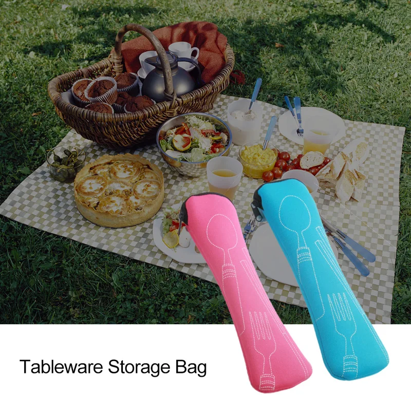 2019New Travel Portable Stainless Steel Travel Fork Cutlery Portable Bag Picnic Container for Kids Travel Accessories for Adults