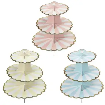 

1 PCS 3 Tier Foldable Cake Rack Acrylic Round Cupcake Stand Tray Cup Cake Holder Home Wedding Birthday Party Decoration 3 Color