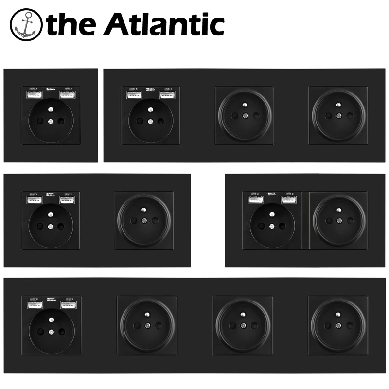 Fr France 16a Wall Socket With Usb Plug Home Electrical Outlet Black